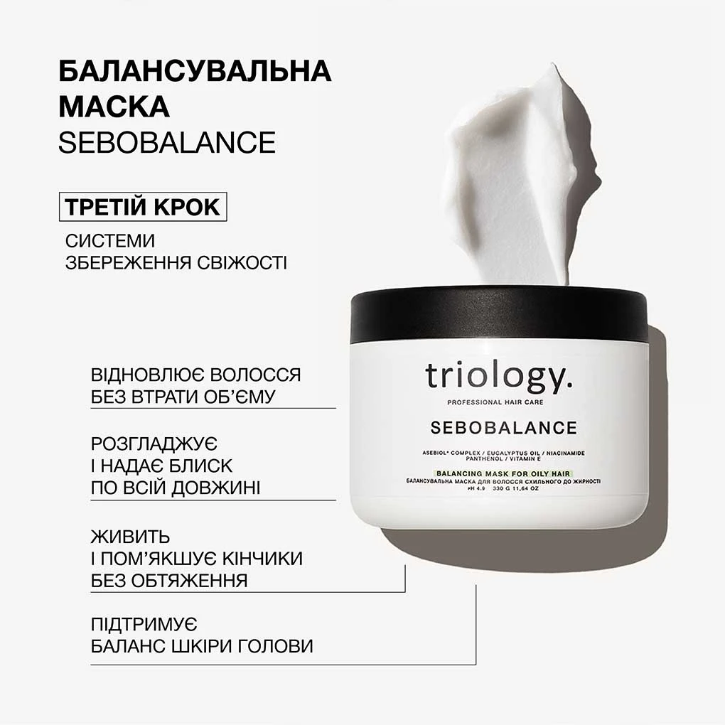 Балансувальна маска для волосся схильного до жирності Sebobalance triology.