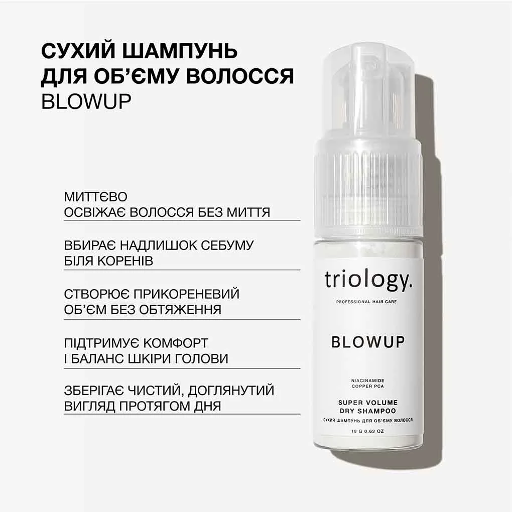 Сухий шампунь для об'єму волосся Blowup Triology.