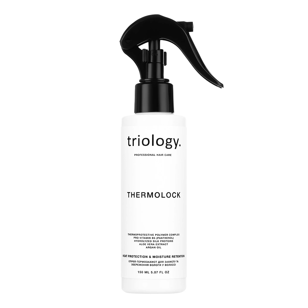 Спрей-термозахист для захисту та збереження вологи у волоссі Thermolock Triology.