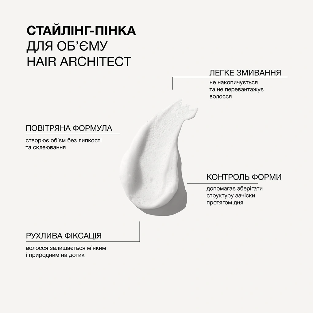 Стайлінг-пінка для створення обʼєму та структурування волосся Hair Architect Triology.