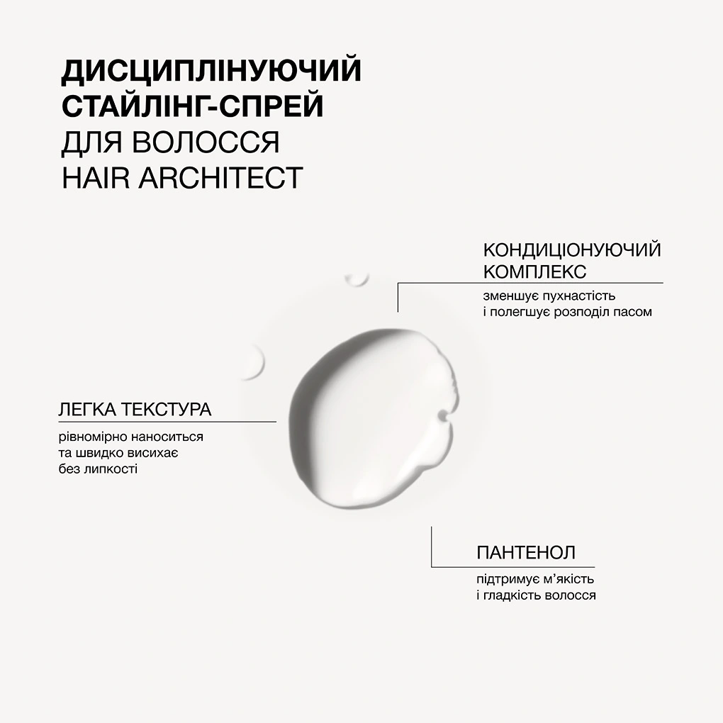 Дисциплінуючий стайлінг-спрей для волосся Hair Architect Triology.