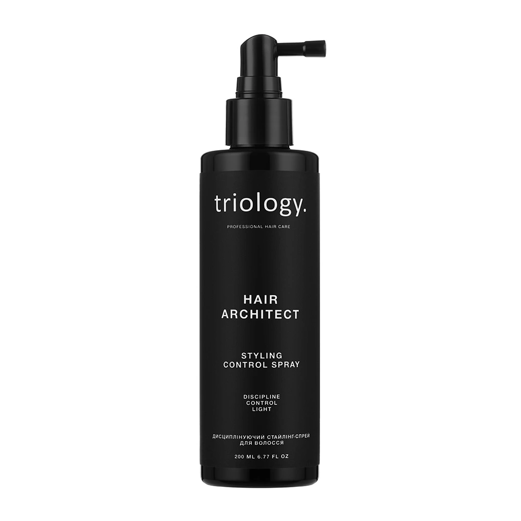 Дисциплінуючий стайлінг-спрей для волосся Hair Architect Triology.
