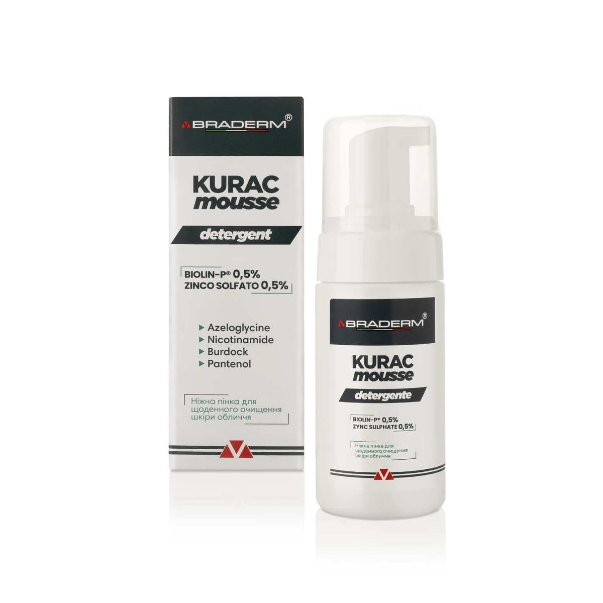 Ніжна пінка для вмивання з пребіотиками Braderm - Kurac Mousse 100 ml